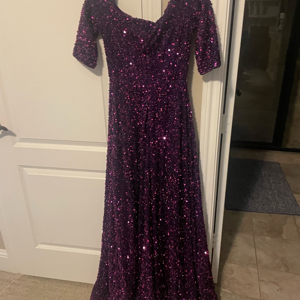 Elegant Purple Sequin Evening Gown
